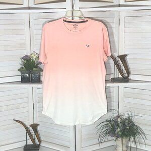 🟢5/$25 Hollister beach tee short sleeves ombre cotton curved hem Sz M peach